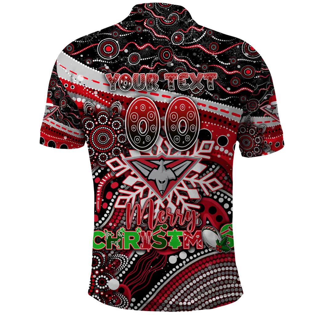 Merry Christmas AFL Bombers Polo Shirt Aboriginal Santa Football Mascot