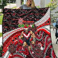 Merry Christmas AFL Bombers Quilt Aboriginal Santa Football Mascot