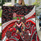 Merry Christmas AFL Bombers Quilt Aboriginal Santa Football Mascot