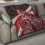 Merry Christmas AFL Bombers Quilt Aboriginal Santa Football Mascot