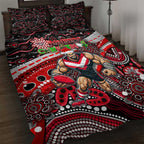 Merry Christmas AFL Bombers Quilt Bed Set Aboriginal Santa Football Mascot