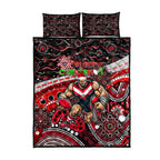 Merry Christmas AFL Bombers Quilt Bed Set Aboriginal Santa Football Mascot