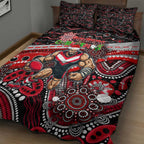 Merry Christmas AFL Bombers Quilt Bed Set Aboriginal Santa Football Mascot