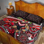 Merry Christmas AFL Bombers Quilt Bed Set Aboriginal Santa Football Mascot