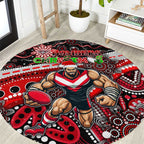 Merry Christmas AFL Bombers Round Carpet Aboriginal Santa Football Mascot