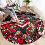 Merry Christmas AFL Bombers Round Carpet Aboriginal Santa Football Mascot