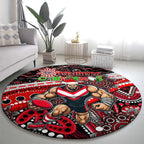 Merry Christmas AFL Bombers Round Carpet Aboriginal Santa Football Mascot