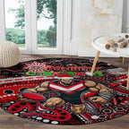 Merry Christmas AFL Bombers Round Carpet Aboriginal Santa Football Mascot