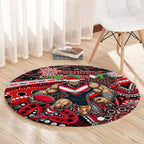 Merry Christmas AFL Bombers Round Carpet Aboriginal Santa Football Mascot