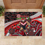 Merry Christmas AFL Bombers Rubber Doormat Aboriginal Santa Football Mascot