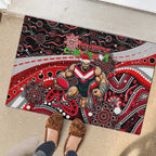 Merry Christmas AFL Bombers Rubber Doormat Aboriginal Santa Football Mascot