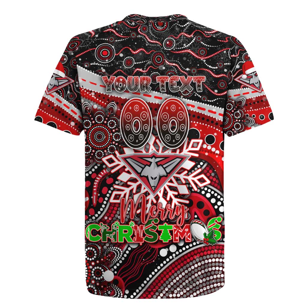 Merry Christmas AFL Bombers Rugby Jersey Aboriginal Santa Football Mascot