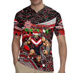 Merry Christmas AFL Bombers Rugby Jersey Aboriginal Santa Football Mascot