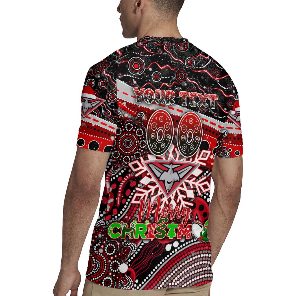 Merry Christmas AFL Bombers Rugby Jersey Aboriginal Santa Football Mascot