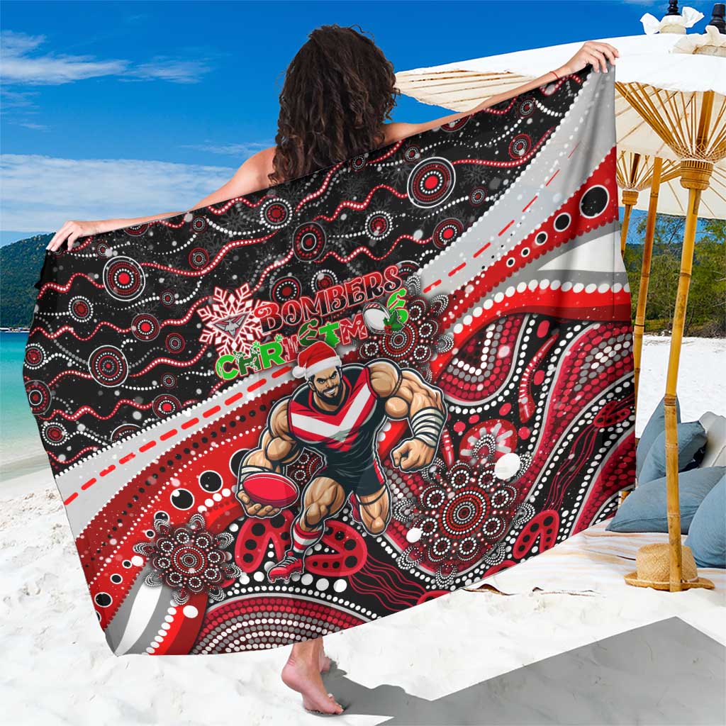 Merry Christmas AFL Bombers Sarong Aboriginal Santa Football Mascot