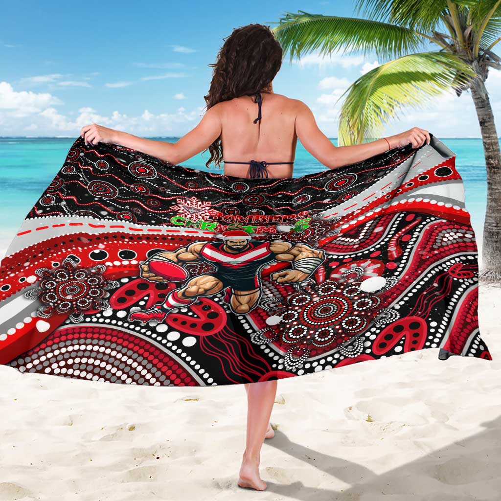 Merry Christmas AFL Bombers Sarong Aboriginal Santa Football Mascot