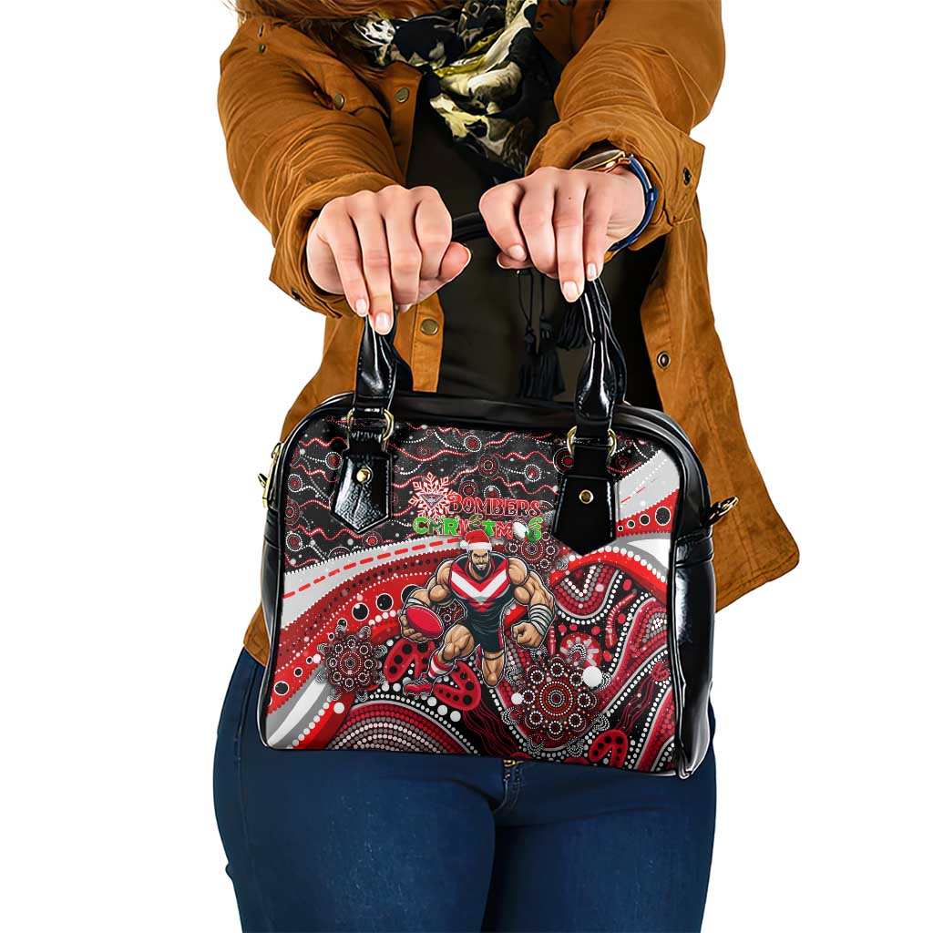 Merry Christmas AFL Bombers Shoulder Handbag Aboriginal Santa Football Mascot
