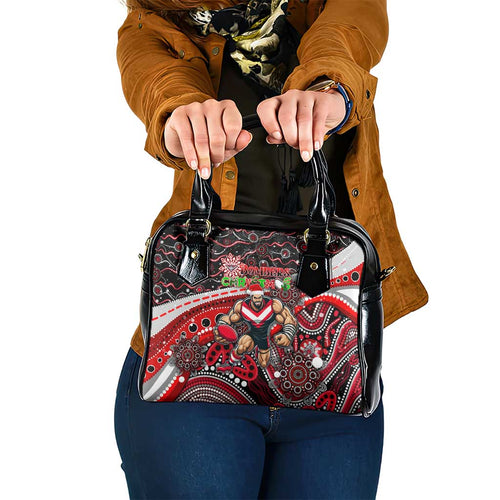 Merry Christmas AFL Bombers Shoulder Handbag Aboriginal Santa Football Mascot
