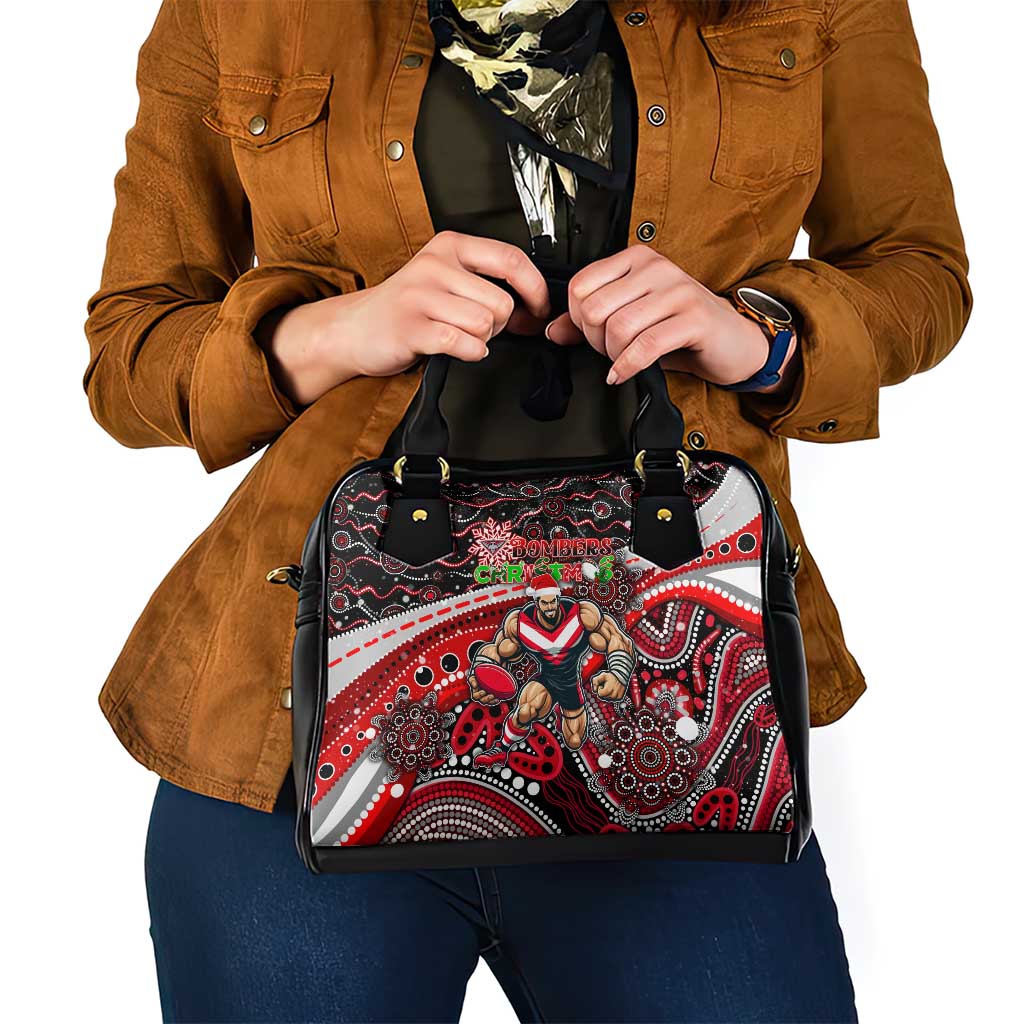 Merry Christmas AFL Bombers Shoulder Handbag Aboriginal Santa Football Mascot