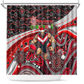 Merry Christmas AFL Bombers Shower Curtain Aboriginal Santa Football Mascot