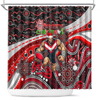 Merry Christmas AFL Bombers Shower Curtain Aboriginal Santa Football Mascot