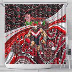 Merry Christmas AFL Bombers Shower Curtain Aboriginal Santa Football Mascot