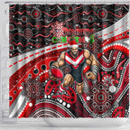 Merry Christmas AFL Bombers Shower Curtain Aboriginal Santa Football Mascot