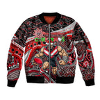 Merry Christmas AFL Bombers Sleeve Zip Bomber Jacket Aboriginal Santa Football Mascot