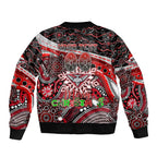 Merry Christmas AFL Bombers Sleeve Zip Bomber Jacket Aboriginal Santa Football Mascot