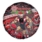 Merry Christmas AFL Bombers Spare Tire Cover Aboriginal Santa Football Mascot