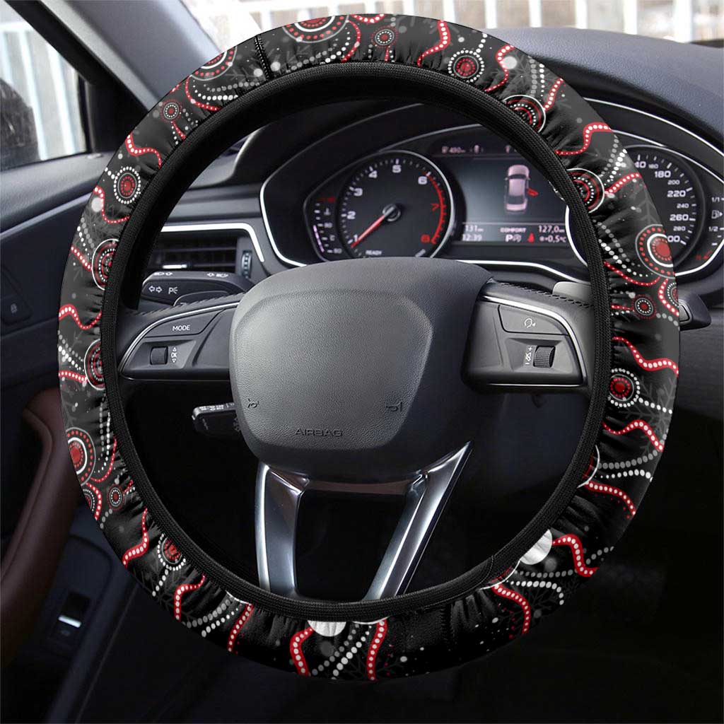 Merry Christmas AFL Bombers Steering Wheel Cover Aboriginal Santa Football Mascot