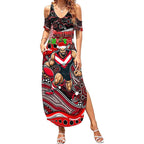 Merry Christmas AFL Bombers Summer Maxi Dress Aboriginal Santa Football Mascot