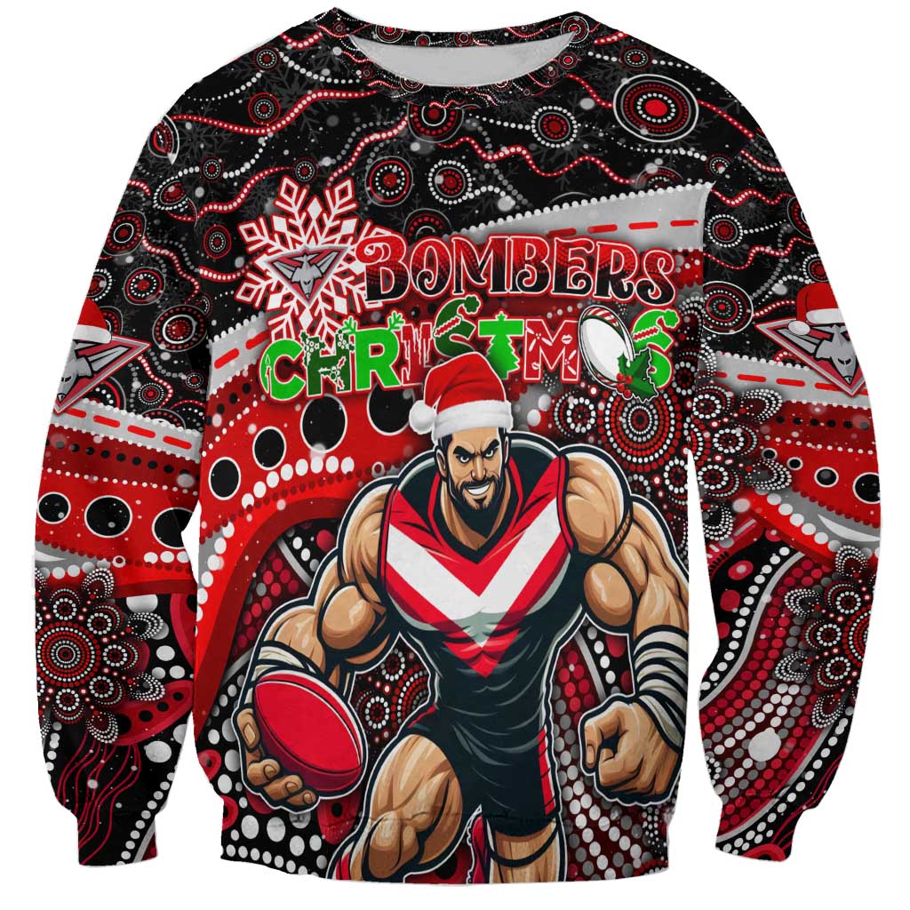 Merry Christmas AFL Bombers Sweatshirt Aboriginal Santa Football Mascot