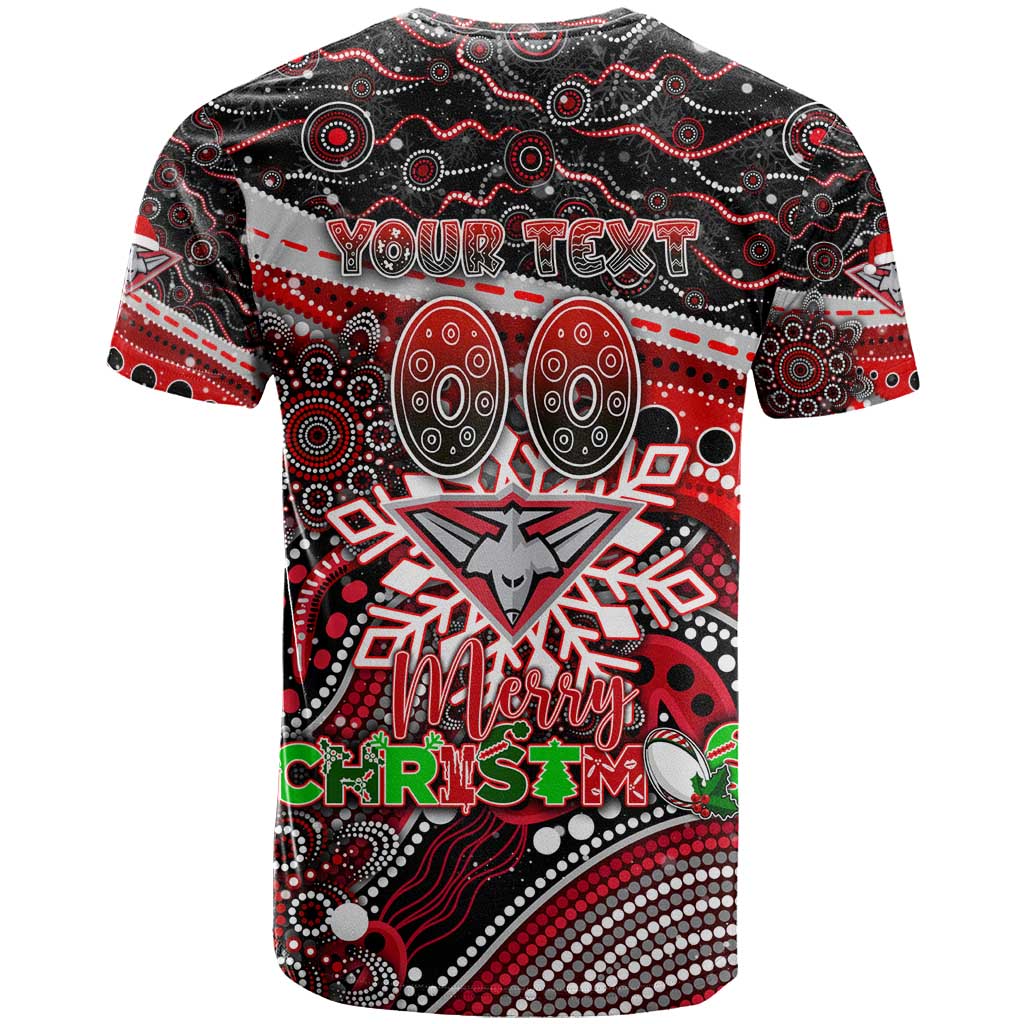 Merry Christmas AFL Bombers T Shirt Aboriginal Santa Football Mascot