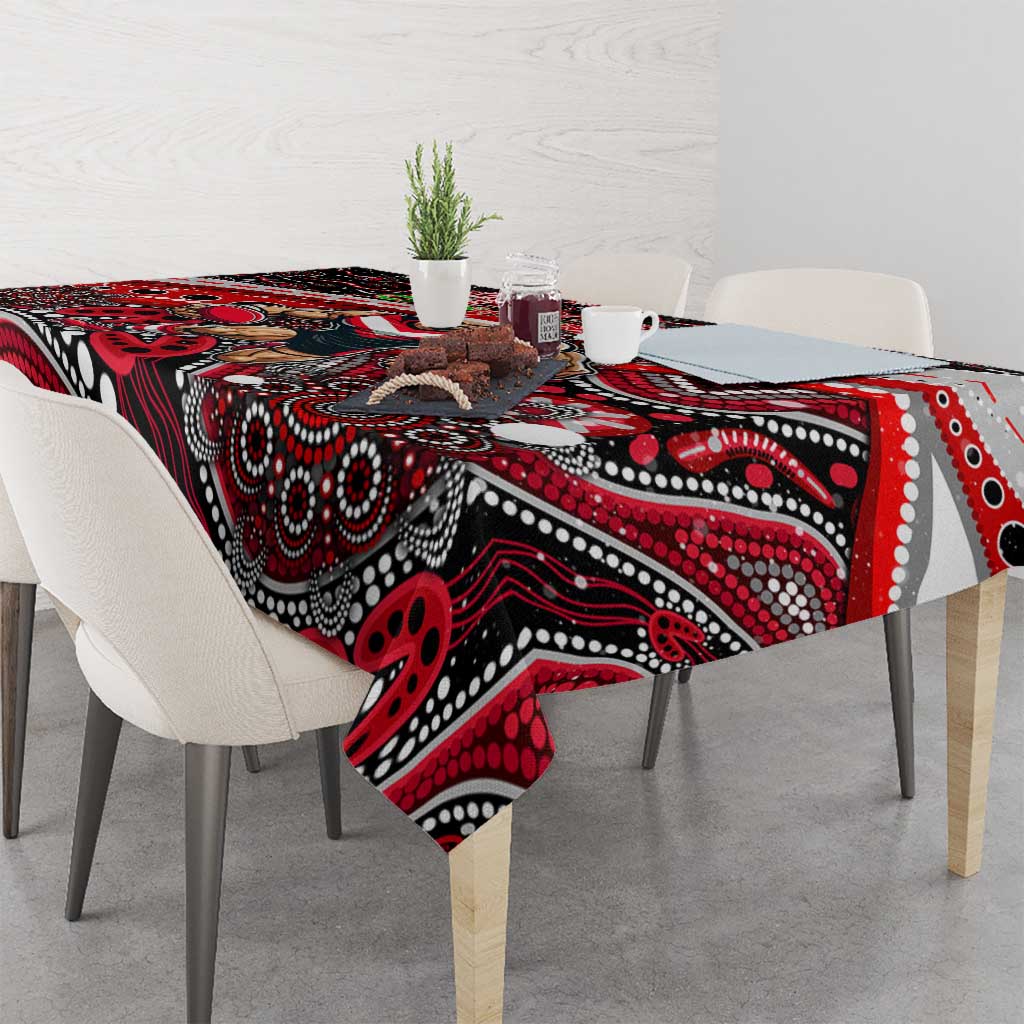 Merry Christmas AFL Bombers Tablecloth Aboriginal Santa Football Mascot