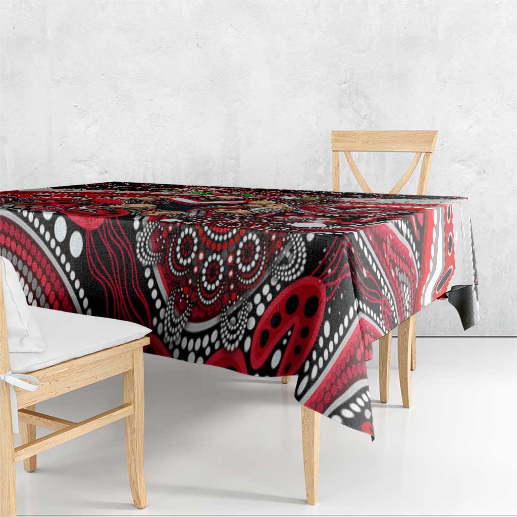 Merry Christmas AFL Bombers Tablecloth Aboriginal Santa Football Mascot