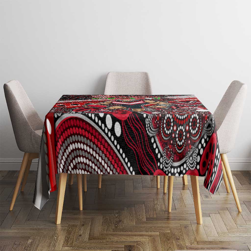 Merry Christmas AFL Bombers Tablecloth Aboriginal Santa Football Mascot