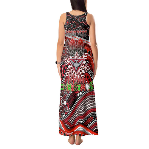 Merry Christmas AFL Bombers Tank Maxi Dress Aboriginal Santa Football Mascot