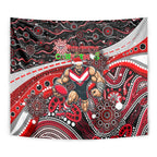 Merry Christmas AFL Bombers Tapestry Aboriginal Santa Football Mascot