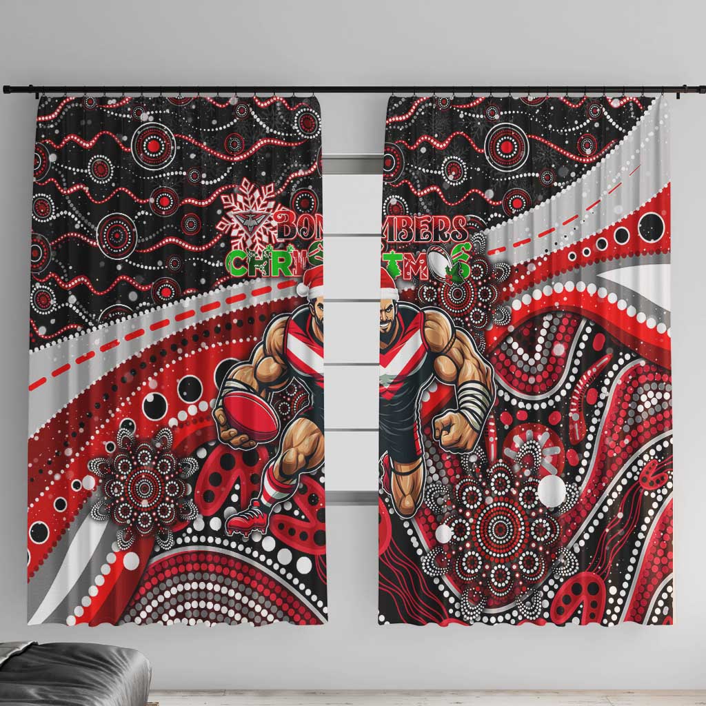 Merry Christmas AFL Bombers Window Curtain Aboriginal Santa Football Mascot