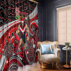 Merry Christmas AFL Bombers Window Curtain Aboriginal Santa Football Mascot