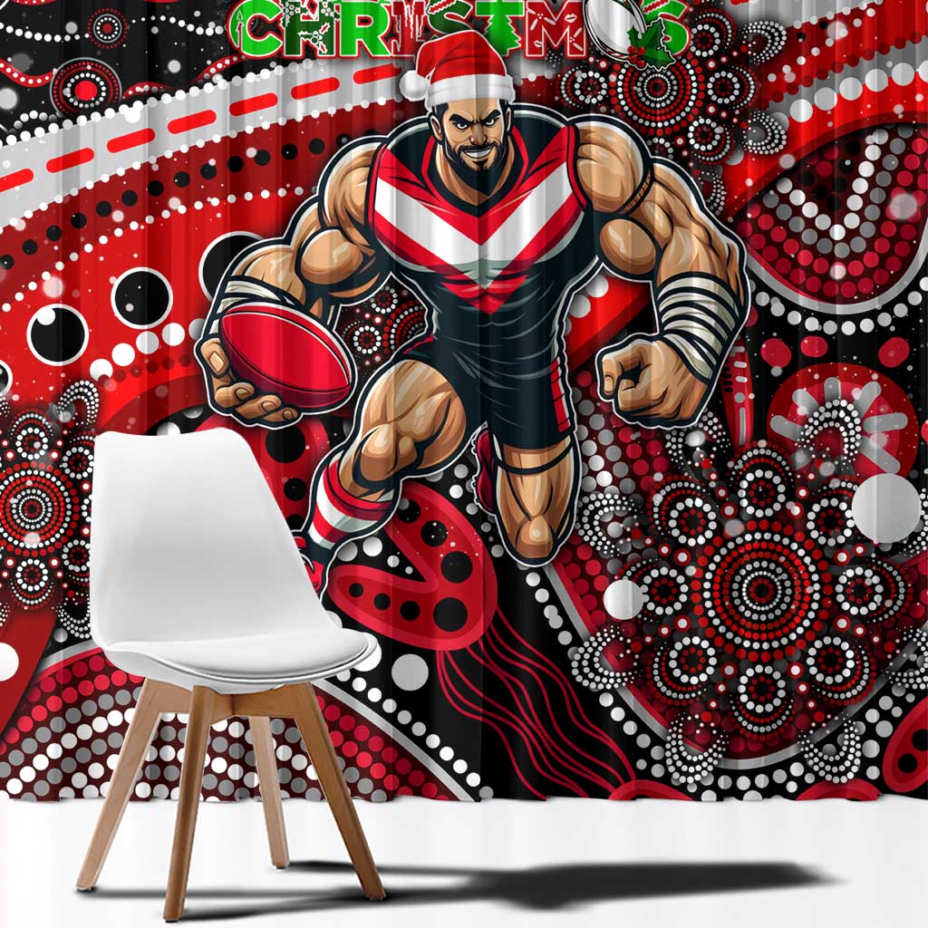 Merry Christmas AFL Bombers Window Curtain Aboriginal Santa Football Mascot