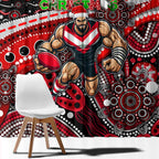 Merry Christmas AFL Bombers Window Curtain Aboriginal Santa Football Mascot