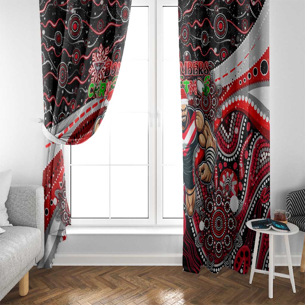 Merry Christmas AFL Bombers Window Curtain Aboriginal Santa Football Mascot