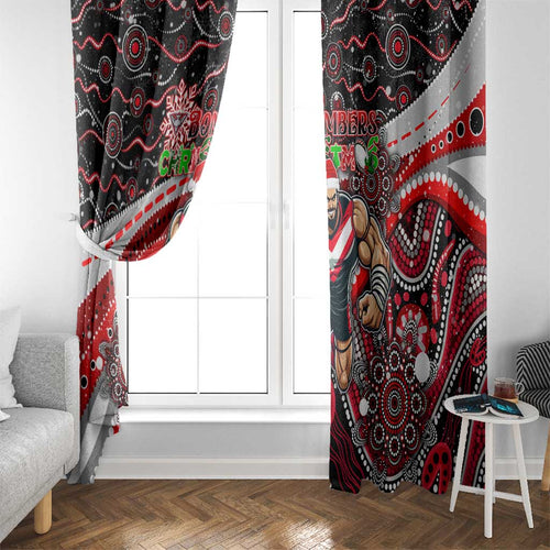 Merry Christmas AFL Bombers Window Curtain Aboriginal Santa Football Mascot