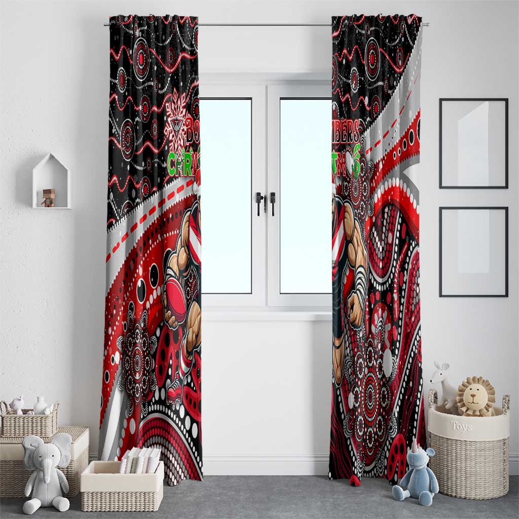 Merry Christmas AFL Bombers Window Curtain Aboriginal Santa Football Mascot