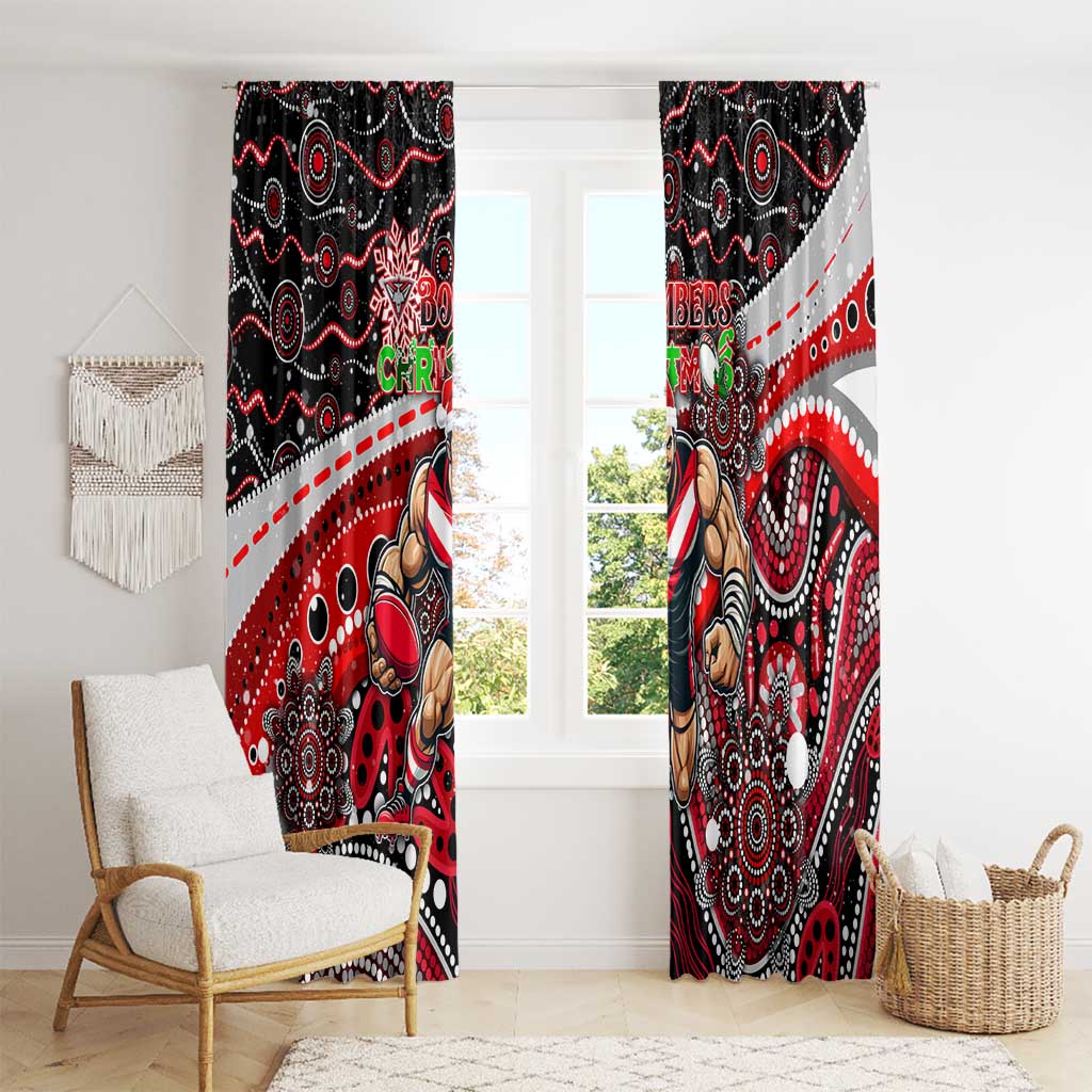 Merry Christmas AFL Bombers Window Curtain Aboriginal Santa Football Mascot