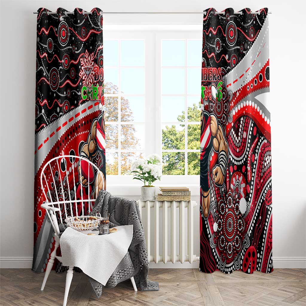 Merry Christmas AFL Bombers Window Curtain Aboriginal Santa Football Mascot