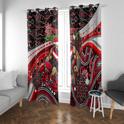 Merry Christmas AFL Bombers Window Curtain Aboriginal Santa Football Mascot