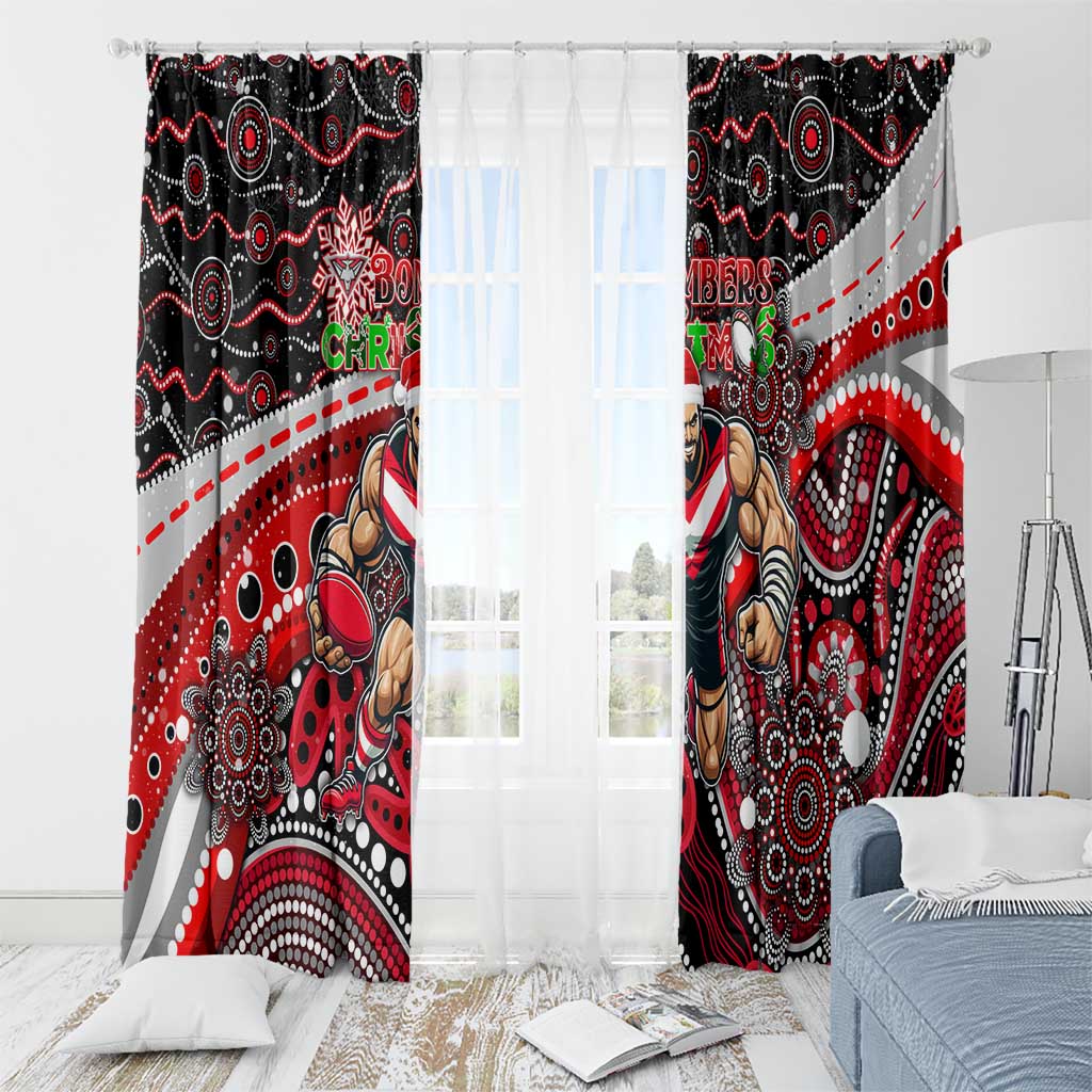 Merry Christmas AFL Bombers Window Curtain Aboriginal Santa Football Mascot